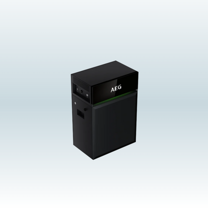 AEG Solarcube AS-BBL09 schuin van links, met aansluitingen aan de zijkant van de bovenste unit